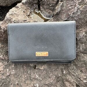 Henri Bendel Black Saffiano Leather Wallet Clutch Phone Case Organizer